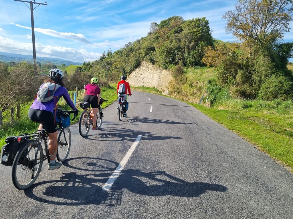 Bikepacking cyclists riders on a road in a  New Zealand Aotearoa Brevet 
